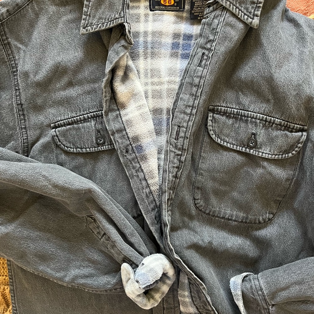 Men's Gray Fleece Lined Shirt Jacket